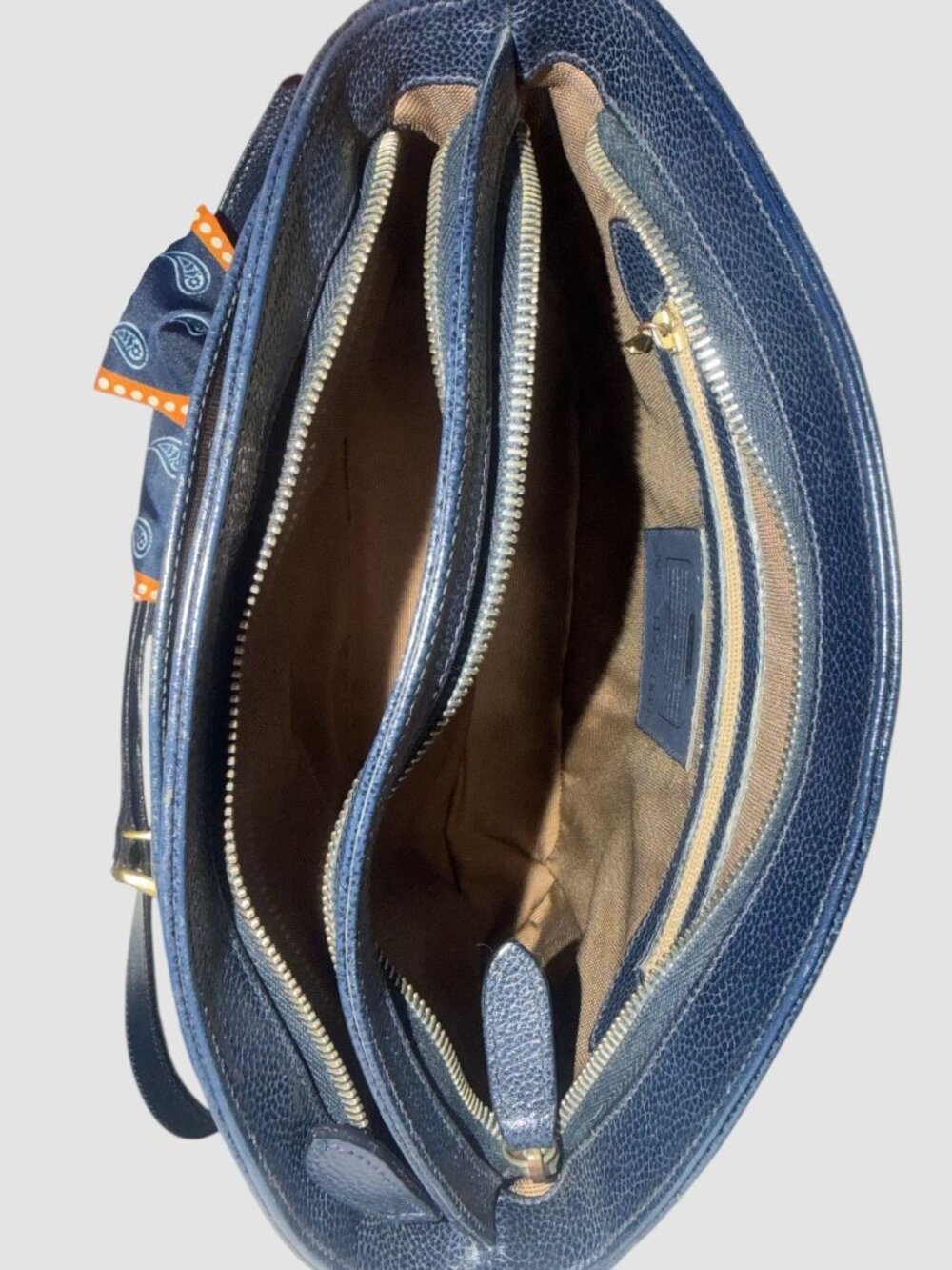 VTG Coach Madison Pierre Bag 4406 Navy Caviar Pebbled Leather Double Zip Italy - Picture 7 of 9